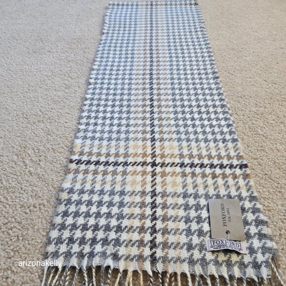 NWT Foxford Wool Scarf Houndstooth Made in Ireland - Picture 6 of 8